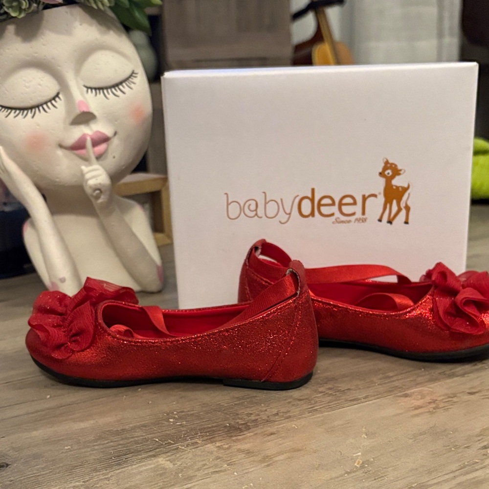 #137 Baby Deer Sparkling Red Dress Shoes toddler girl size 8 NWTWB - Picture 4 of 11